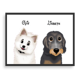 Custom Cartoon Style Couple Pet Portrait