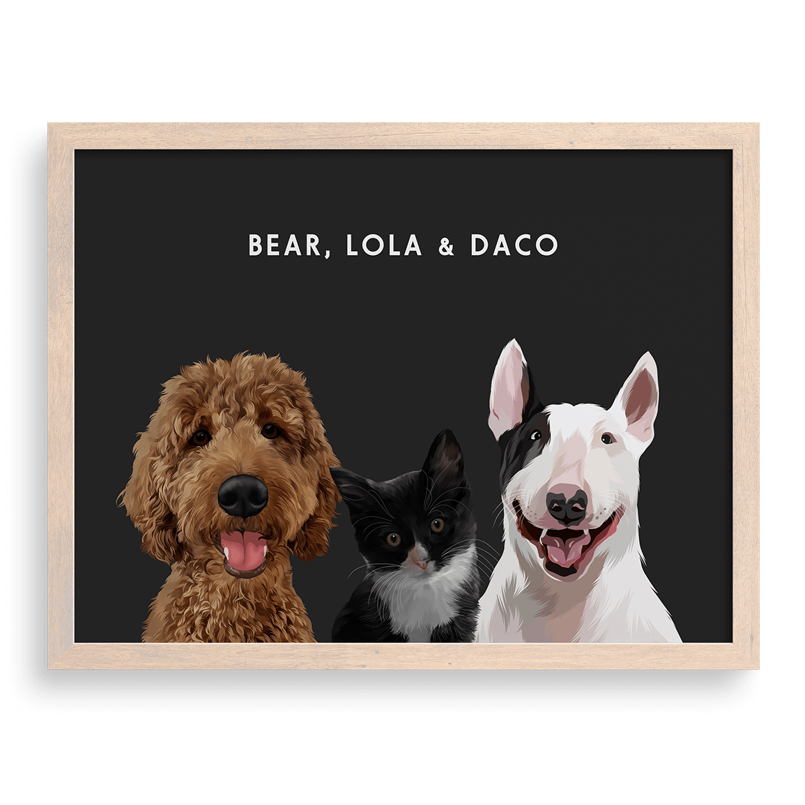 Custom Three Pet Portrait