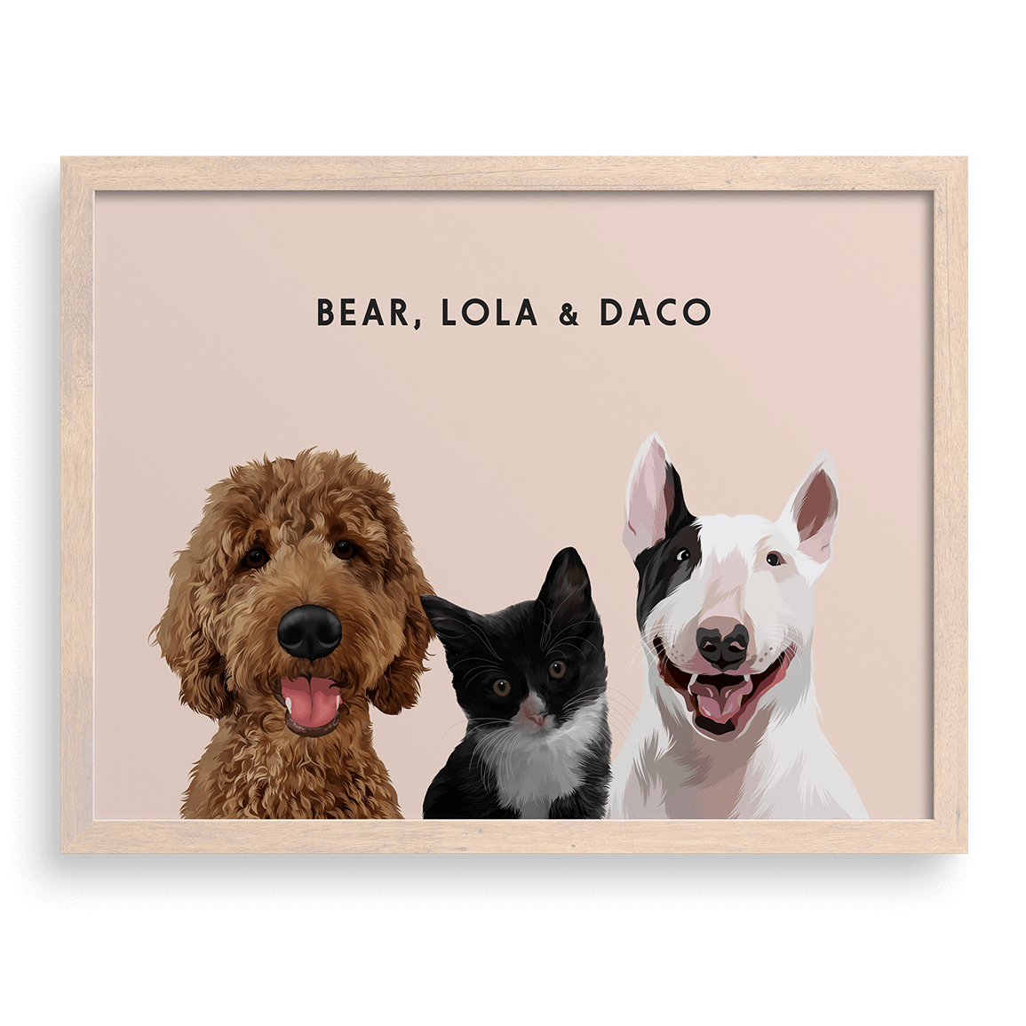 Custom Three Pet Portrait