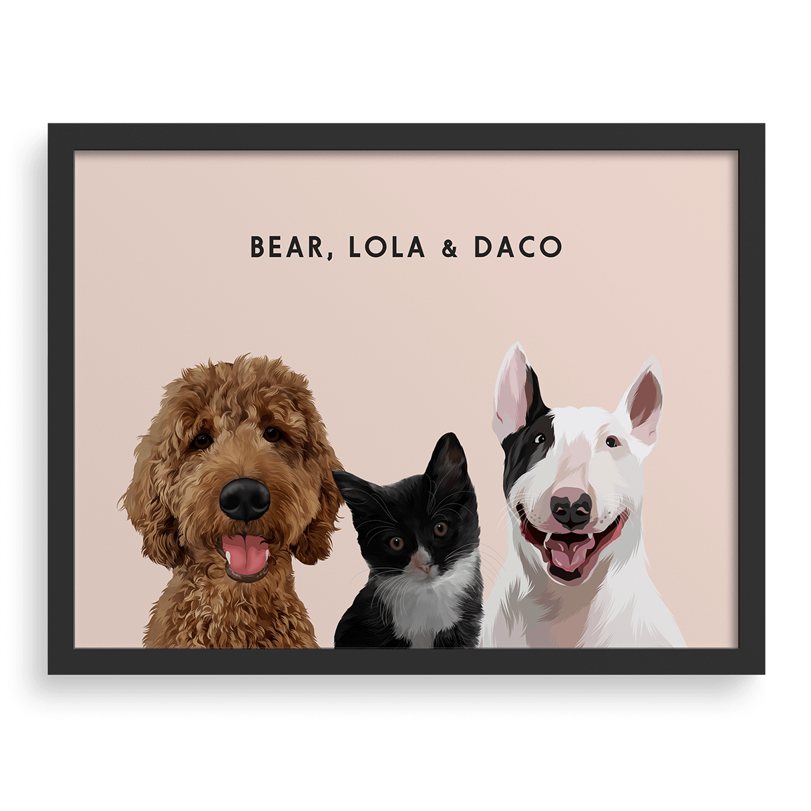 Custom Three Pet Portrait