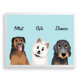 Custom Cartoon Style Three Pet Portrait