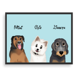 Custom Cartoon Style Three Pet Portrait