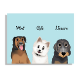 Custom Cartoon Style Three Pet Portrait