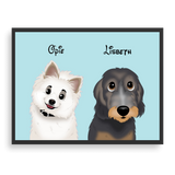 Custom Cartoon Style Couple Pet Portrait
