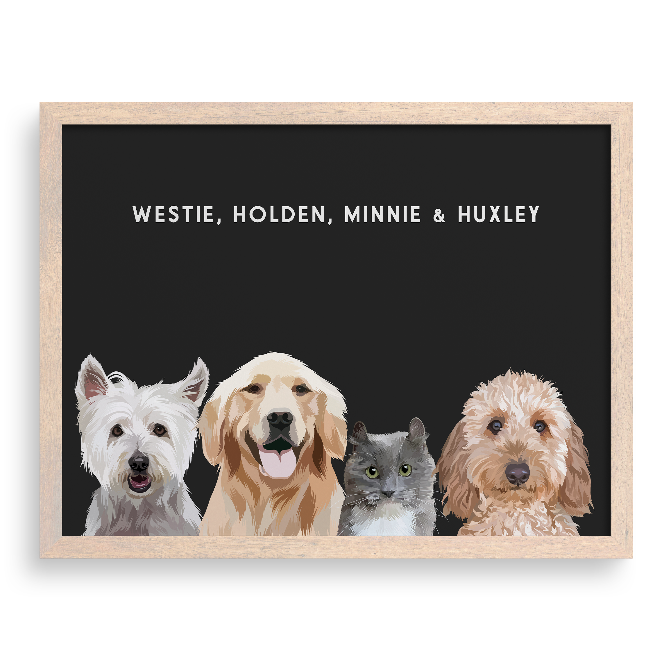 Custom Four Pet Portrait