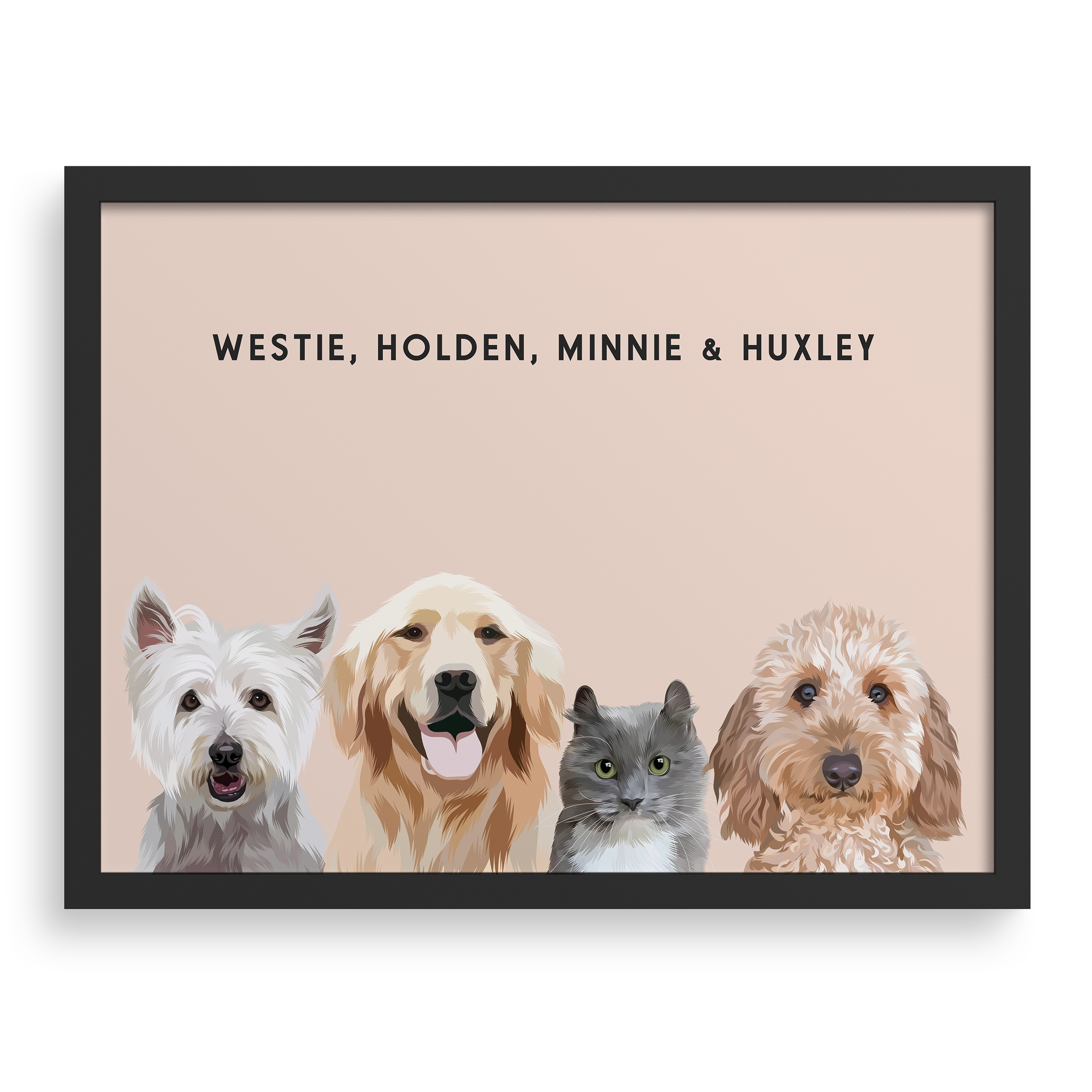 Custom Four Pet Portrait