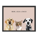 Custom Three Pet Portrait