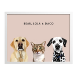 Custom Three Pet Portrait