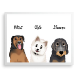 Custom Cartoon Style Three Pet Portrait