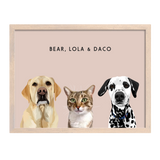 Custom Three Pet Portrait
