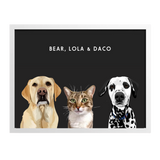 Custom Three Pet Portrait