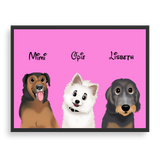 Custom Cartoon Style Three Pet Portrait