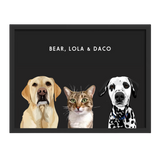 Custom Three Pet Portrait