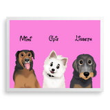 Custom Cartoon Style Three Pet Portrait