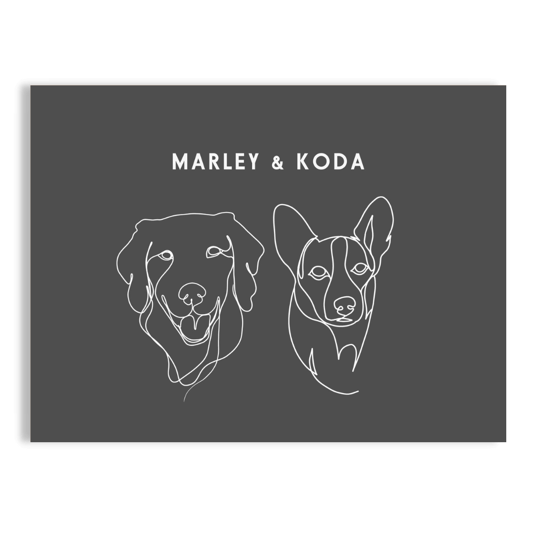 Custom Two Pet Line Drawing Portrait