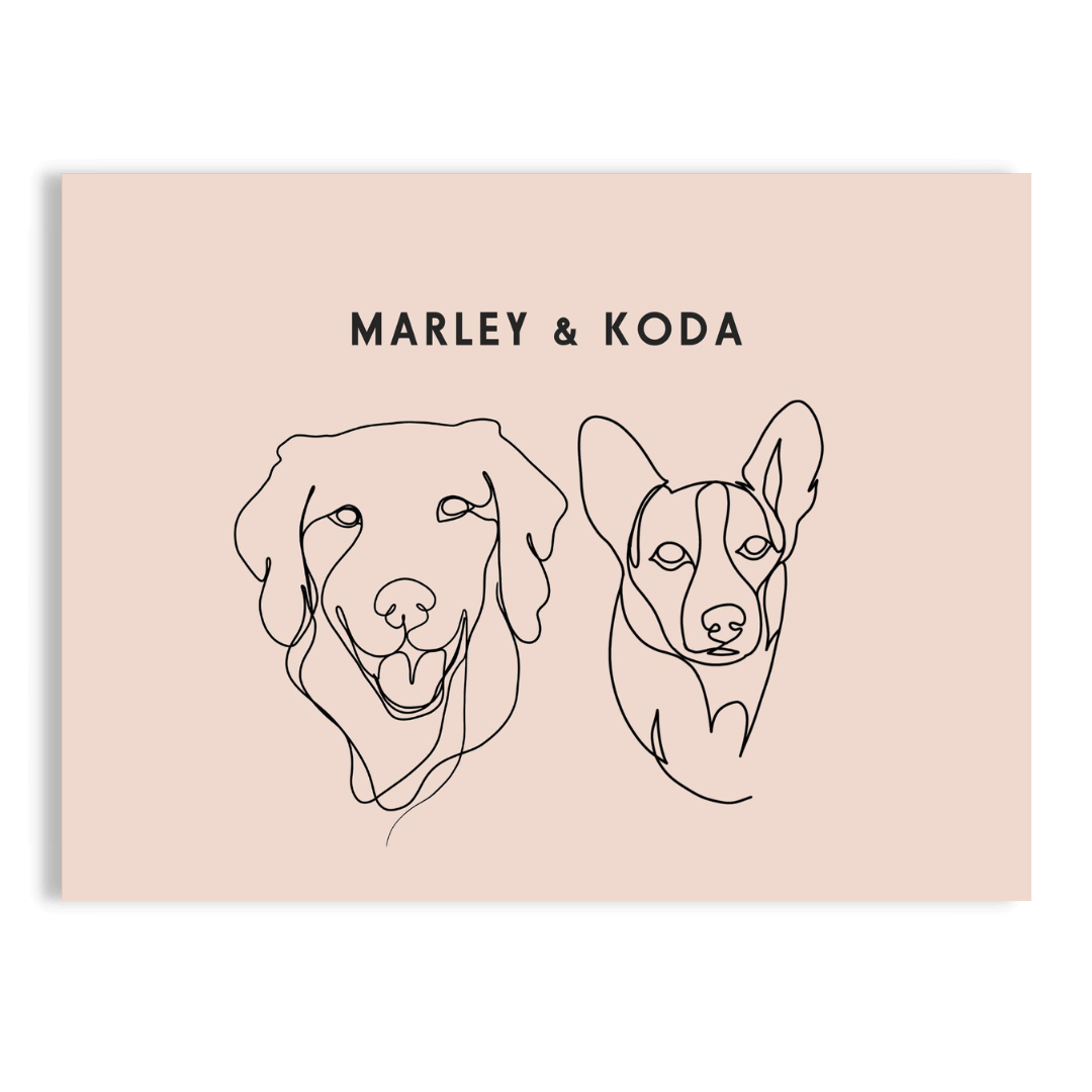 Custom Two Pet Line Drawing Portrait