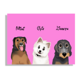 Custom Cartoon Style Three Pet Portrait