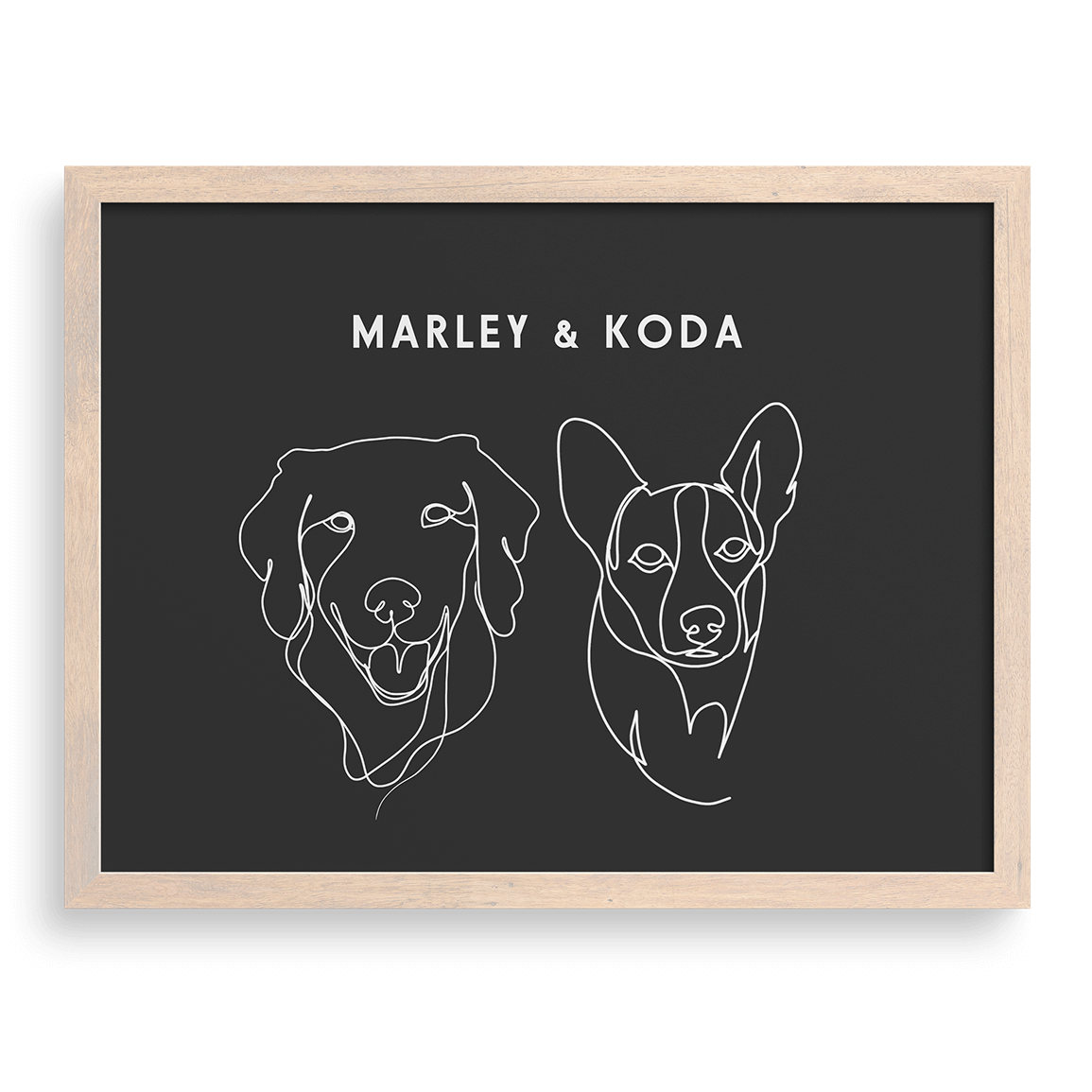 Custom Two Pet Line Drawing Portrait