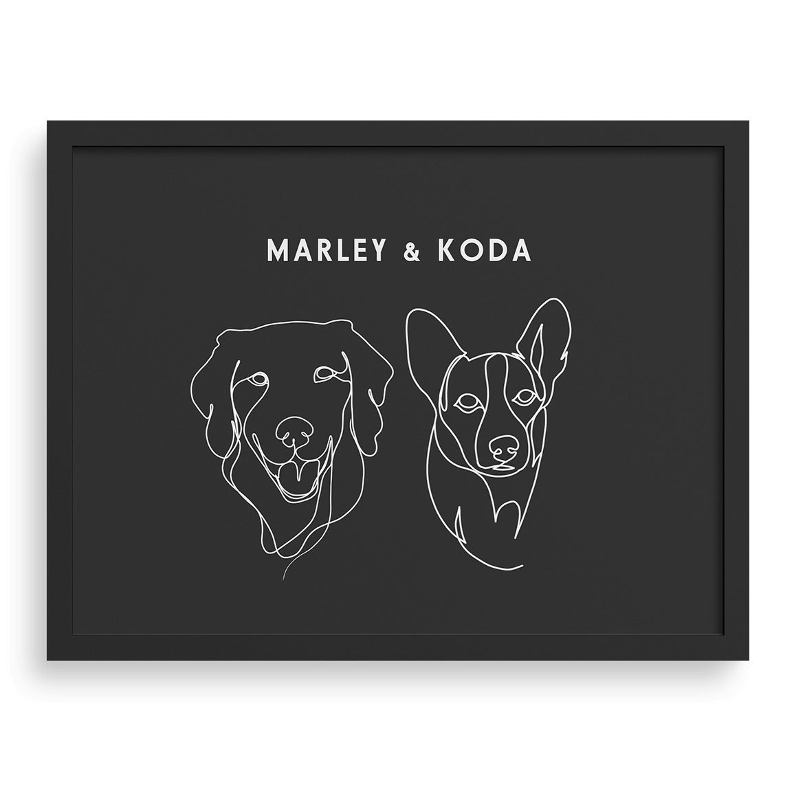 Custom Two Pet Line Drawing Portrait