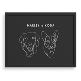 Custom Two Pet Line Drawing Portrait
