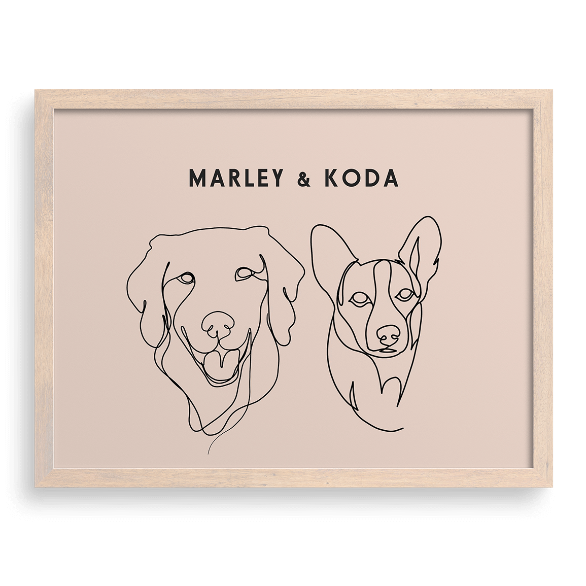 Custom Two Pet Line Drawing Portrait