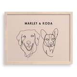 Custom Two Pet Line Drawing Portrait