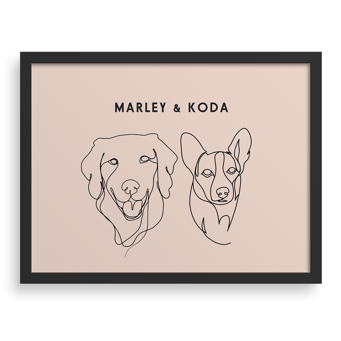 Custom Two Pet Line Drawing Portrait