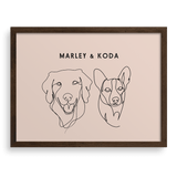 Custom Two Pet Line Drawing Portrait