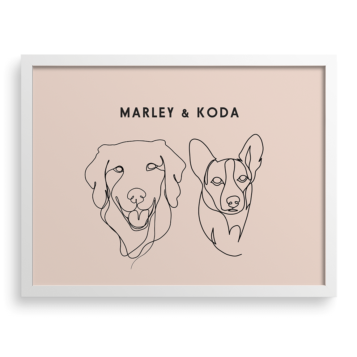 Custom Two Pet Line Drawing Portrait