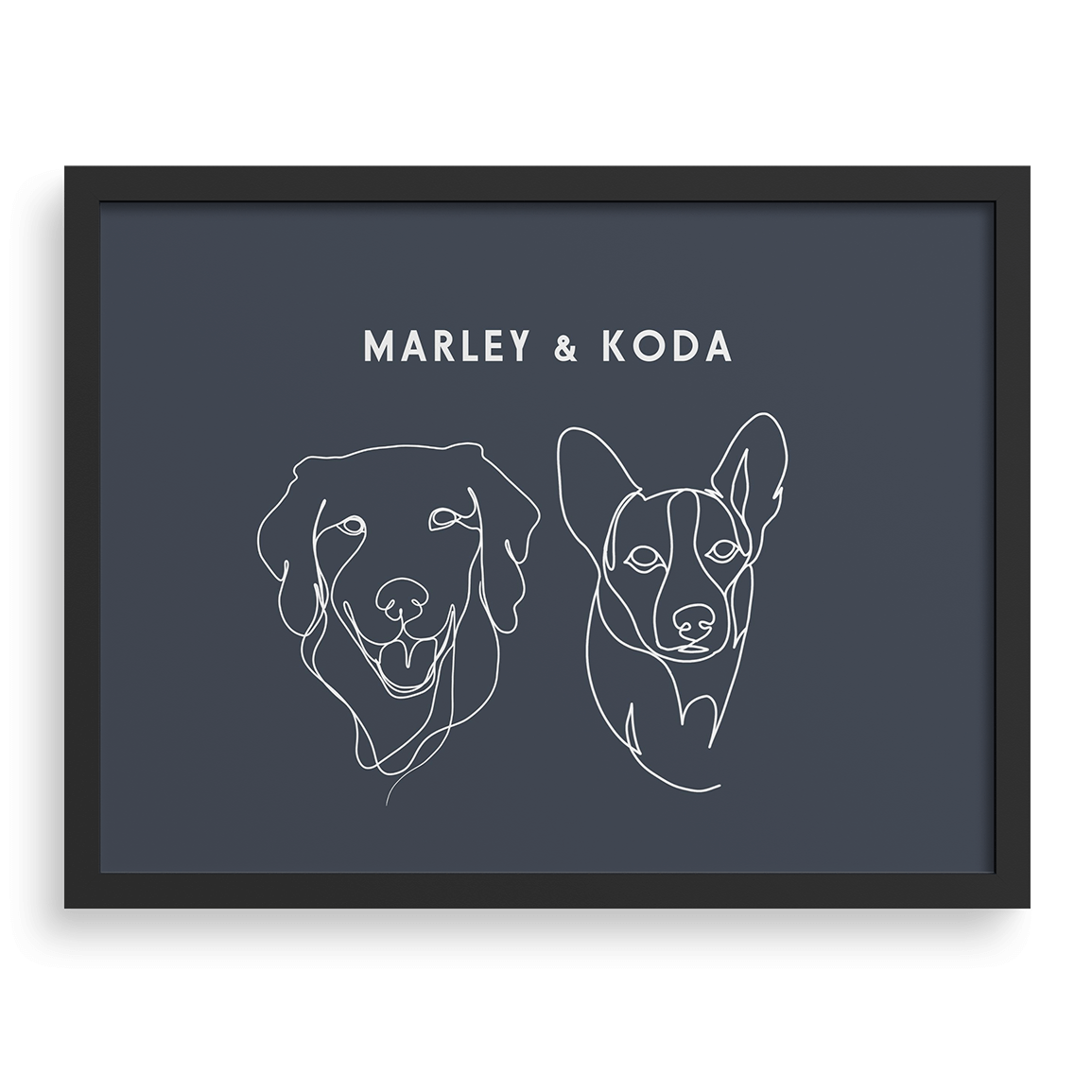 Custom Two Pet Line Drawing Portrait