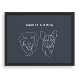 Custom Two Pet Line Drawing Portrait