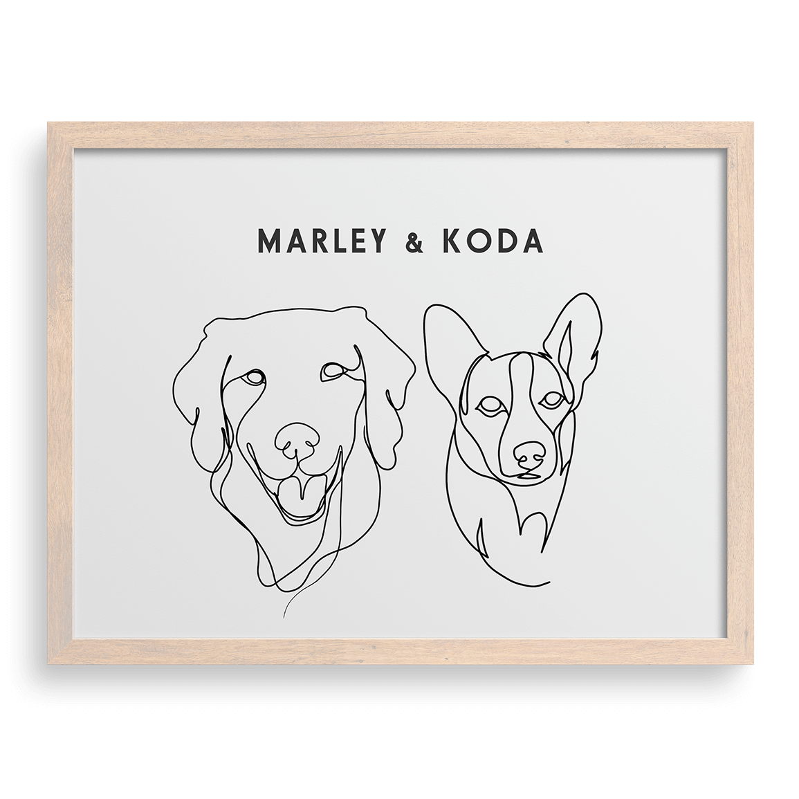 Custom Two Pet Line Drawing Portrait