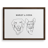 Custom Two Pet Line Drawing Portrait