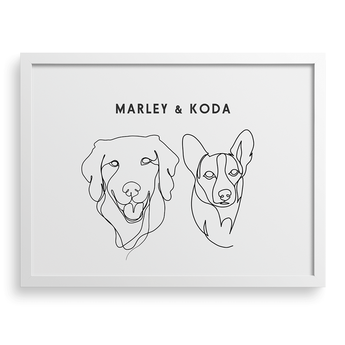 Custom Two Pet Line Drawing Portrait