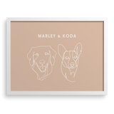 Custom Two Pet Line Drawing Portrait