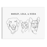 Custom Three Pet Line Drawing Portrait