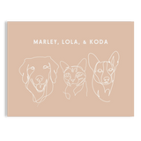 Custom Three Pet Line Drawing Portrait